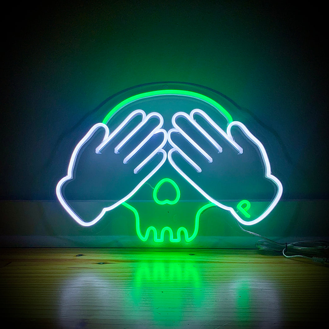 Green/White Peekaboo LED Neon Sign